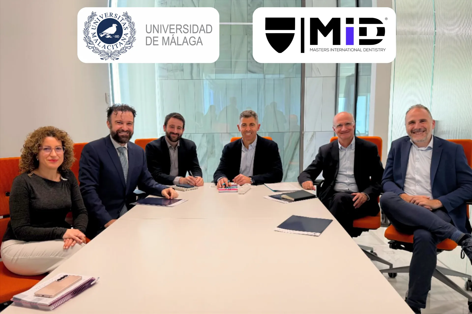 Firma de convenio de colaboración entre Masters International Dentistry MiD y la Universidad de Málaga para la formación de posgrado en Odontología.