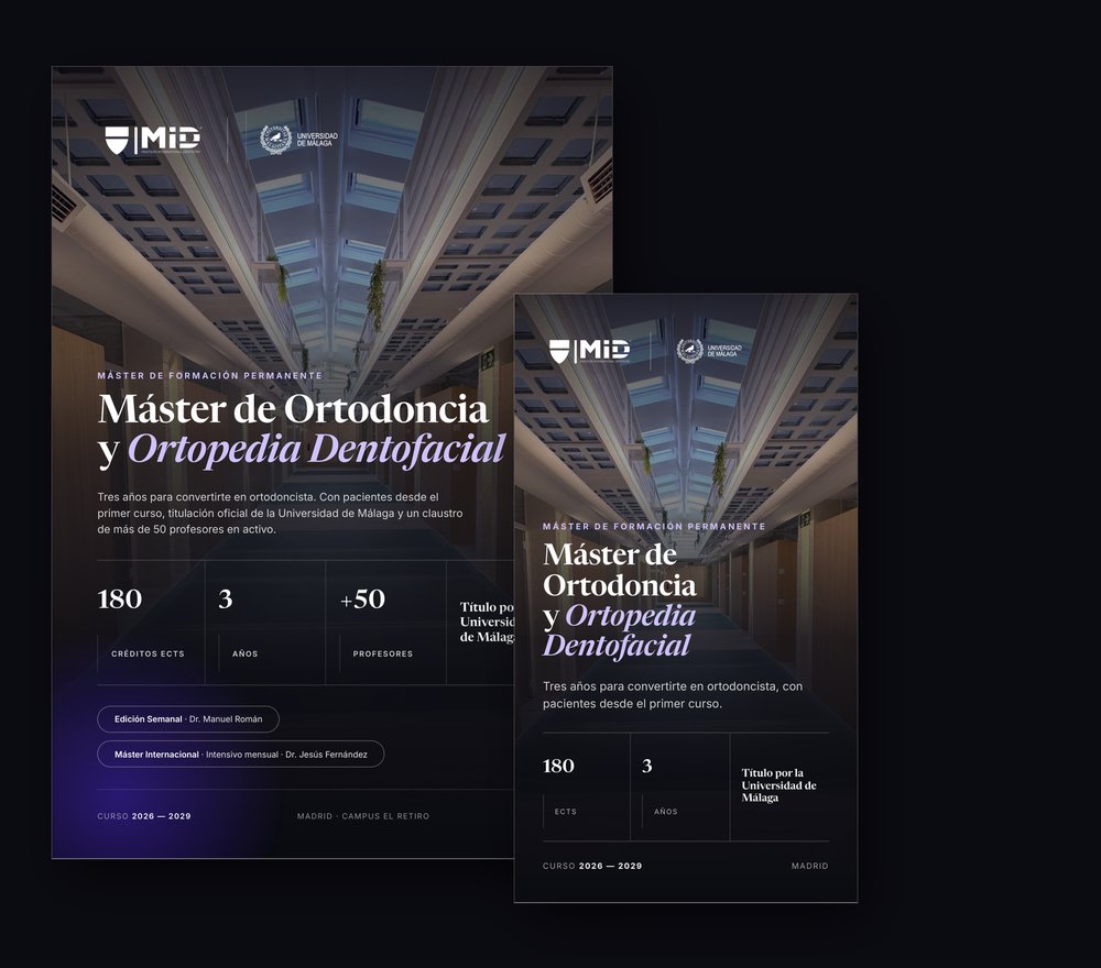 Portadas del dossier completo y del resumen para móvil del Máster de Ortodoncia MiD-UMA